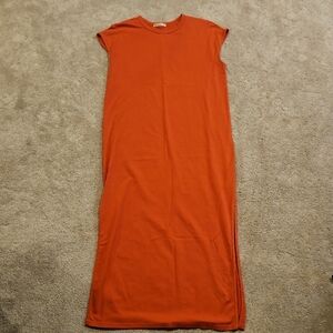 Marine Layer Salmon/Coral Organic Cotton Blend Sleeveless Maxi Dress